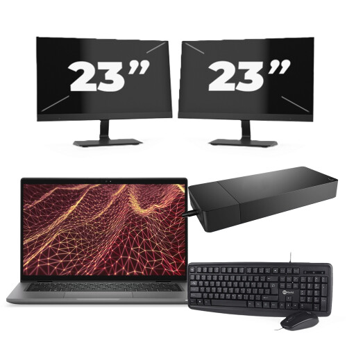 Refurbished Dell Latitude 7430 - Intel Core i5-12e Generatie - 14 inch - 16GB RAM - 256GB SSD - Windows 11 Home + 2x 23 inch Monitor Tweedehands