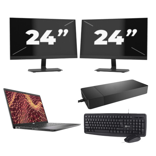 Refurbished Dell Latitude 7430 - Intel Core i5-12e Generatie - 14 inch - 16GB RAM - 256GB SSD - Windows 11 Home + 2x 24 inch Monitor Tweedehands