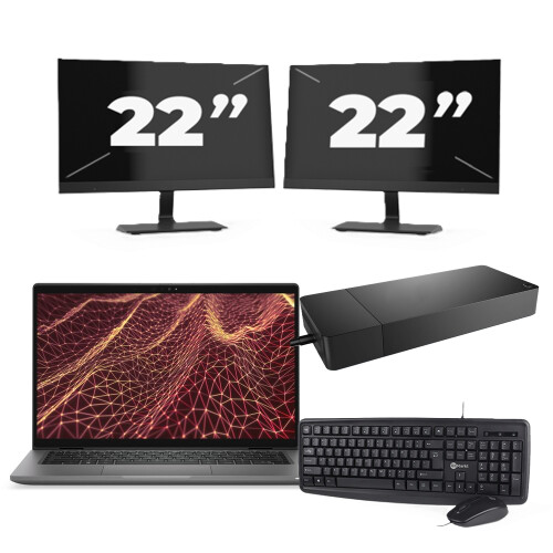 Refurbished Dell Latitude 7430 - Intel Core i5-12e Generatie - 14 inch - 16GB RAM - 256GB SSD - Windows 11 Home + 2x 22 inch Monitor Tweedehands