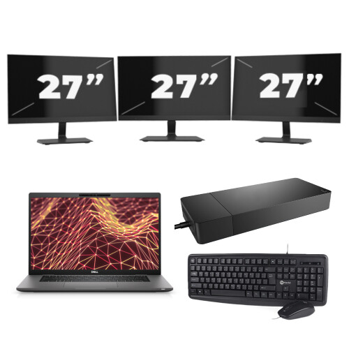 Refurbished Dell Latitude 7530 - Intel Core i7-12e Generatie - 15 inch - 8GB RAM - 256GB SSD - Windows 11 Home + 3x 27 inch Monitor Tweedehands