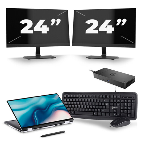 Refurbished Dell Latitude 9510 - Intel Core i7-10e Generatie - 15 inch - 8GB RAM - 256GB SSD - Windows 11 + 2x 24 inch Monitor Tweedehands