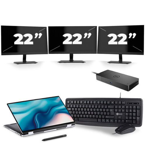 Refurbished Dell Latitude 9510 - Intel Core i7-10e Generatie - 15 inch - 8GB RAM - 256GB SSD - Windows 11 + 3x 22 inch Monitor Tweedehands