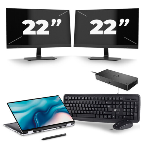 Refurbished Dell Latitude 9510 - Intel Core i7-10e Generatie - 15 inch - 8GB RAM - 256GB SSD - Windows 11 + 2x 22 inch Monitor Tweedehands