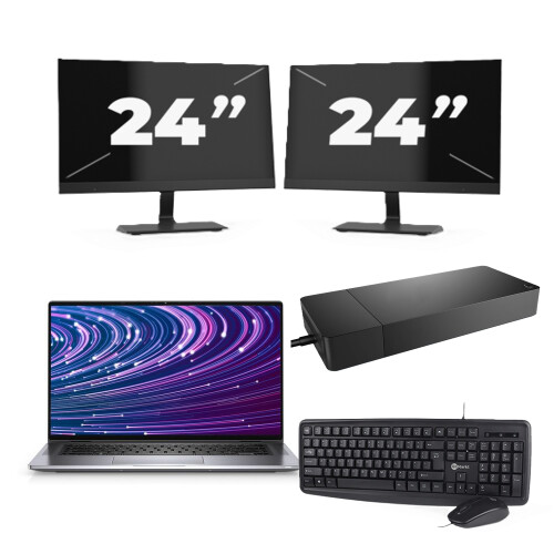 Refurbished Dell Latitude 9520 - Intel Core i7-11e Generatie - 15 inch - 16GB RAM - 256GB SSD - Windows 11 Home + 2x 24 inch Monitor Tweedehands
