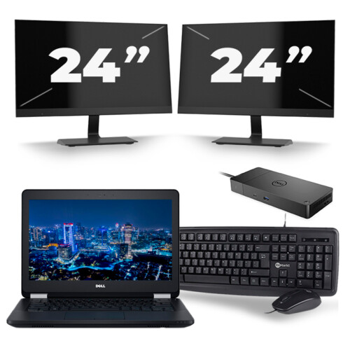 Refurbished Dell Latitude E5270 - Intel Core i5-6e Generatie - 12 inch - 8GB RAM - 256GB SSD - Windows 11 + 2x 24 inch Monitor Tweedehands