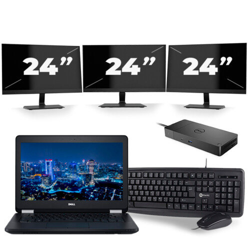 Refurbished Dell Latitude E5270 - Intel Core i5-6e Generatie - 12 inch - 8GB RAM - 256GB SSD - Windows 11 + 3x 24 inch Monitor Tweedehands