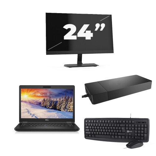 Refurbished Dell Latitude E5490 - Intel Core i5-8e Generatie - 14 inch - 16GB RAM - 256GB SSD - Windows 11 Home + 1x 24 inch Monitor Tweedehands