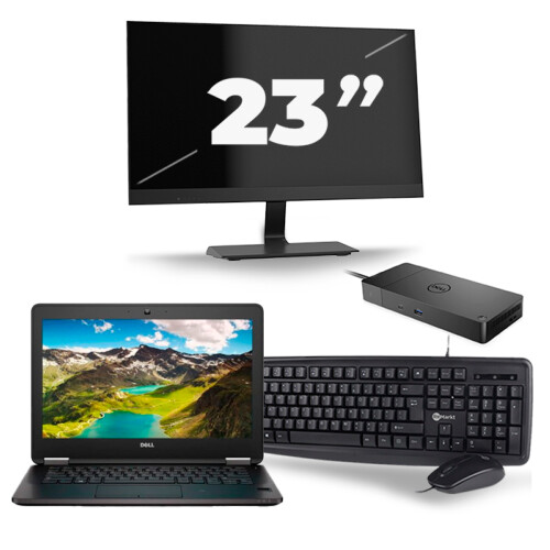 Refurbished Dell Latitude E7270 - Intel Core i5-6e Generatie - 12 inch - 8GB RAM - 256GB SSD - Windows 11 + 1x 23 inch Monitor Tweedehands