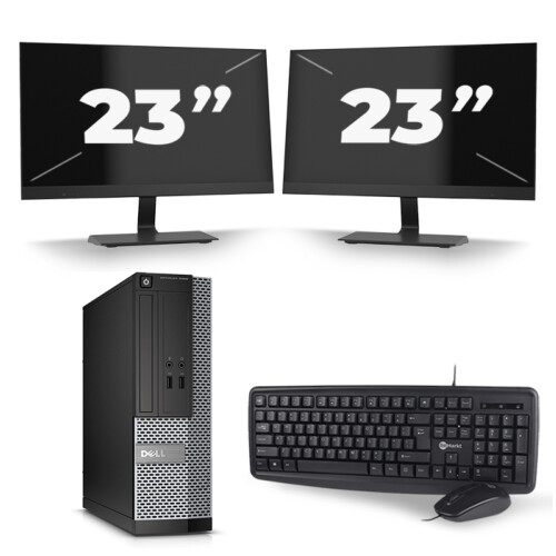 Refurbished Dell Optiplex 3020 SFF - Intel Core i5-4e Generatie - 8GB RAM - 256GB SSD - Windows 10 + 2x 23 inch Monitor Tweedehands