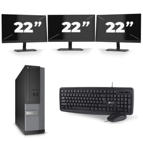 Refurbished Dell Optiplex 3020 USFF - Intel Core i5-4e Generatie - 8GB RAM - 256GB SSD - Windows 10 + 3x 22 inch Monitor Tweedehands