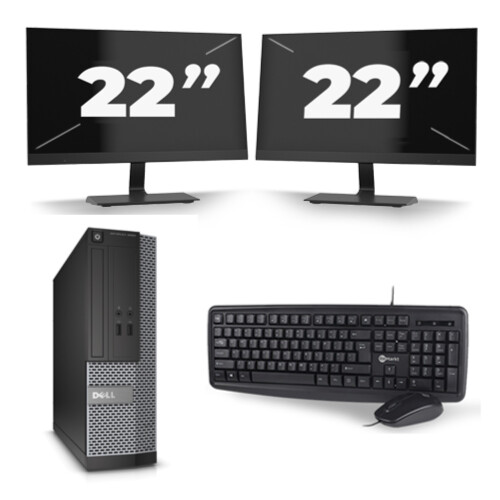 Refurbished Dell Optiplex 3020 USFF - Intel Core i5-4e Generatie - 8GB RAM - 256GB SSD - Windows 10 + 2x 22 inch Monitor Tweedehands