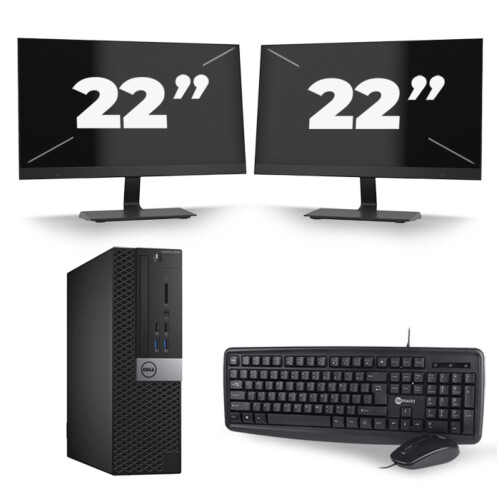 Refurbished Dell Optiplex 3040 SFF - Intel Core i3-6e Generatie - 8GB RAM - 256GB SSD - Windows 11 + 2x 22 inch Monitor Tweedehands