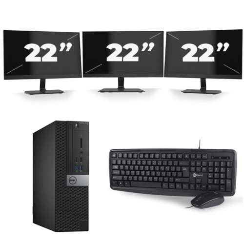 Refurbished Dell Optiplex 3040 SFF - Intel Core i3-6e Generatie - 8GB RAM - 256GB SSD - Windows 11 + 3x 22 inch Monitor Tweedehands