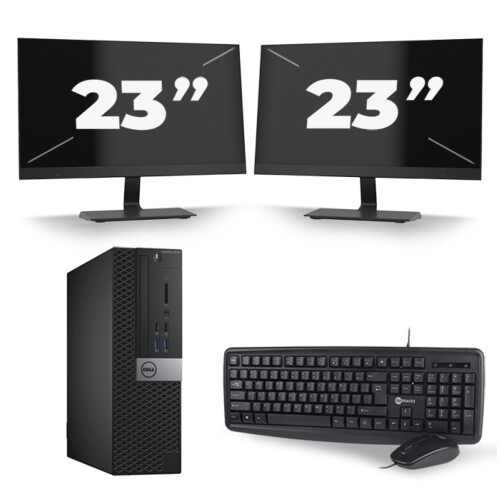 Refurbished Dell Optiplex 3040 SFF - Intel Core i5-6e Generatie - 8GB RAM - 256GB SSD - Windows 11 + 2x 23 inch Monitor Tweedehands