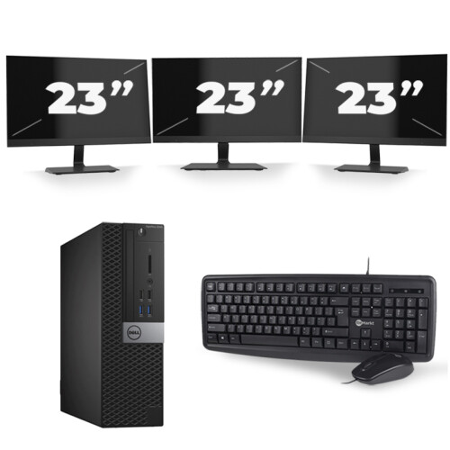 Refurbished Dell Optiplex 3040 SFF - Intel Core i7-6e Generatie - 8GB RAM - 256GB SSD - Windows 11 + 3x 23 inch Monitor Tweedehands