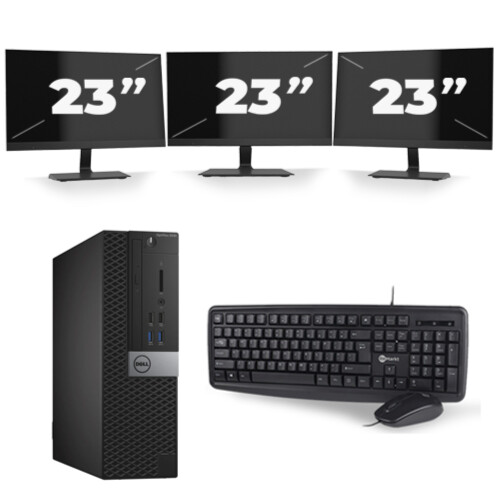Refurbished Dell Optiplex 3040 USFF - Intel Core i5-6e Generatie - 8GB RAM - 256GB SSD - Windows 11 + 3x 23 inch Monitor Tweedehands