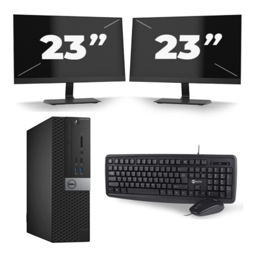 Refurbished Dell Optiplex 3040 USFF - Intel Core i5-6e Generatie - 8GB RAM - 256GB SSD - Windows 11 + 2x 23 inch Monitor Tweedehands