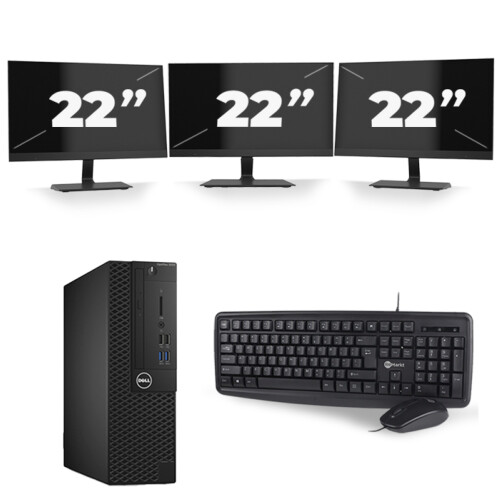 Refurbished Dell Optiplex 3050 SFF - Intel Core i5-7e Generatie - 8GB RAM - 256GB SSD - Windows 11 + 3x 22 inch Monitor Tweedehands