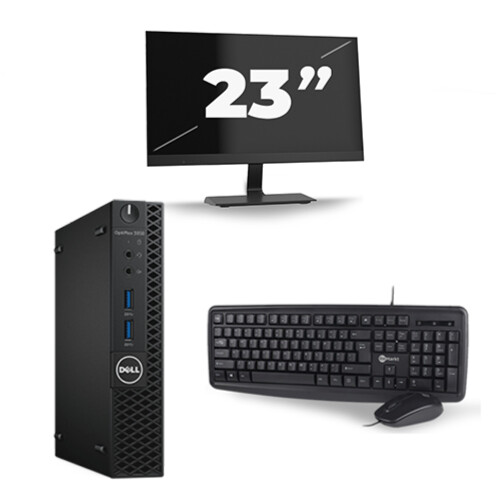 Refurbished Dell Optiplex 3050 USFF - Intel Core i5-7e Generatie - 8GB RAM - 256GB SSD - Windows 11 + 1x 23 inch Monitor Tweedehands