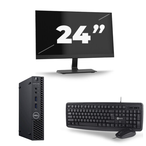 Refurbished Dell Optiplex 3060 Micro USFF - Intel Core i5-8e Generatie - 16GB RAM - 256GB SSD - Windows 11 + 1x 24 inch Monitor Tweedehands