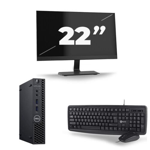 Refurbished Dell Optiplex 3060 Micro USFF - Intel Core i7-8e Generatie - 16GB RAM - 256GB SSD - Windows 11 + 1x 22 inch Monitor Tweedehands
