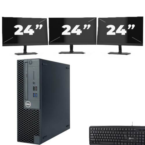 Refurbished Dell OptiPlex 3070 SFF - Intel Core i3-9e Generatie - 8GB RAM - 256GB SSD - Windows 11 + 3x 24 inch Monitor Tweedehands