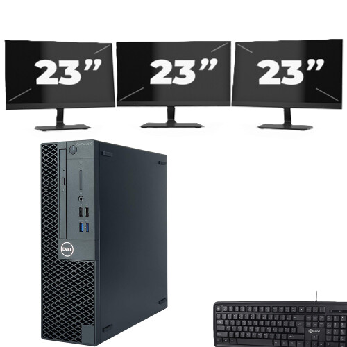 Refurbished Dell OptiPlex 3070 SFF - Intel Core i5-9e Generatie - 8GB RAM - 256GB SSD - Windows 11 + 3x 23 inch Monitor Tweedehands
