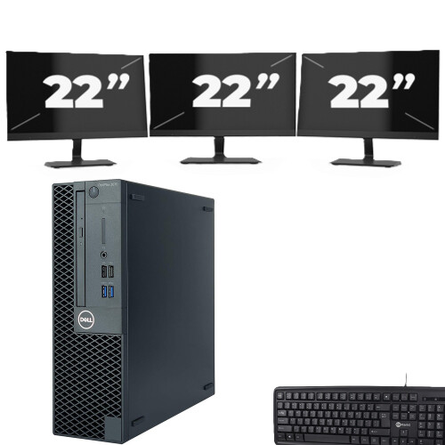 Refurbished Dell OptiPlex 3070 SFF - Intel Core i5-9e Generatie - 8GB RAM - 256GB SSD - Windows 11 + 3x 22 inch Monitor Tweedehands