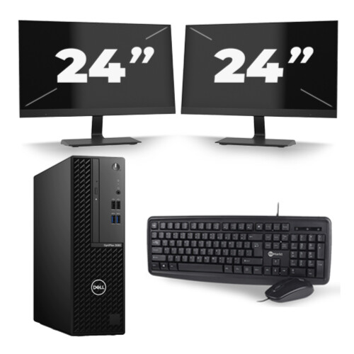 Refurbished Dell OptiPlex 3080 Micro USFF - Intel Core i7-10e Generatie - 8GB RAM - 256GB SSD - Windows 11 + 2x 24 inch Monitor Tweedehands