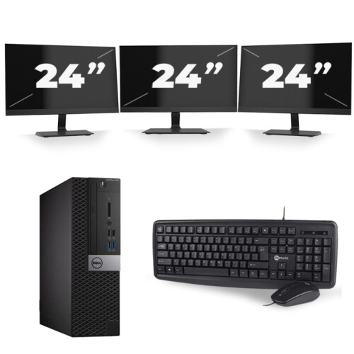 Refurbished Dell Optiplex 5050 SFF - Intel Core i3-6e Generatie - 8GB RAM - 256GB SSD - Windows 11 + 3x 24 inch Monitor Tweedehands