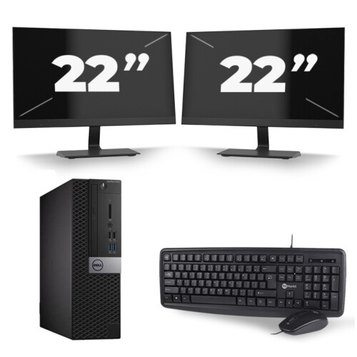 Refurbished Dell Optiplex 5050 SFF - Intel Core i7-6e Generatie - 8GB RAM - 256GB SSD - Windows 11 + 2x 22 inch Monitor Tweedehands