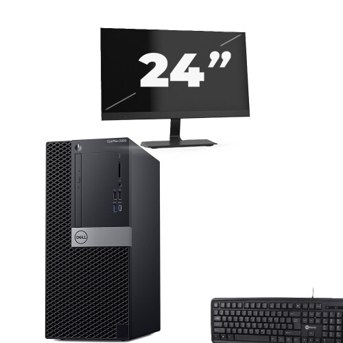 Refurbished dell optiplex 5060 Micro Tower - Intel Core i5-8e Generatie - 8GB RAM - 256GB SSD - Windows 11 + 1x 24 inch Monitor Tweedehands