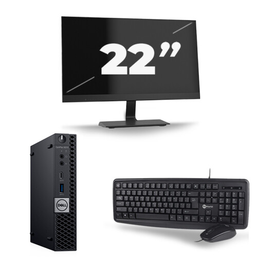 Refurbished Dell Optiplex 5070 Micro USFF - Intel Core i5-9e Generatie - 8GB RAM - 256GB SSD - Windows 11 + 1x 22 inch Monitor Tweedehands
