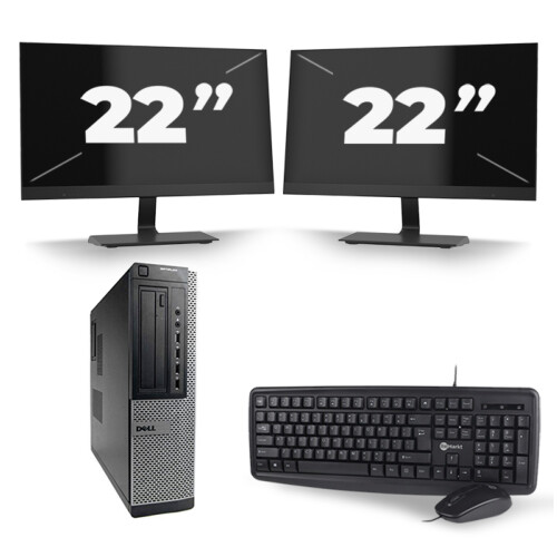 Refurbished Dell Optiplex 7010 Desktop - Intel Core i5-3e Generatie - 8GB RAM - 256GB SSD - Windows 10 + 2x 22 inch Monitor Tweedehands