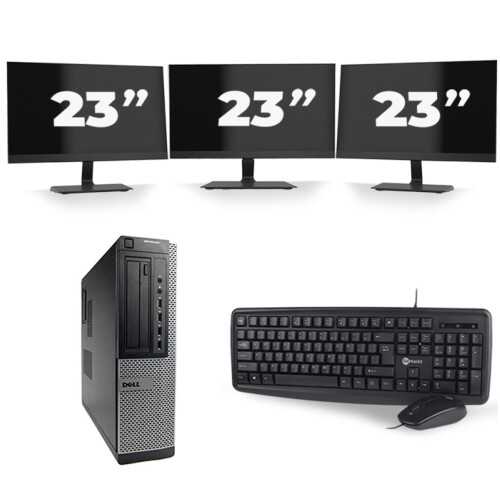 Refurbished Dell Optiplex 7010 Desktop - Intel Core i7-3e Generatie - 16GB RAM - 256GB SSD - Windows 10 + 3x 23 inch Monitor Tweedehands