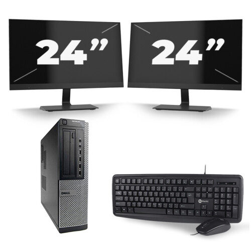 Refurbished Dell Optiplex 7010 Desktop - Intel Core i7-3e Generatie - 16GB RAM - 256GB SSD - Windows 10 + 2x 24 inch Monitor Tweedehands