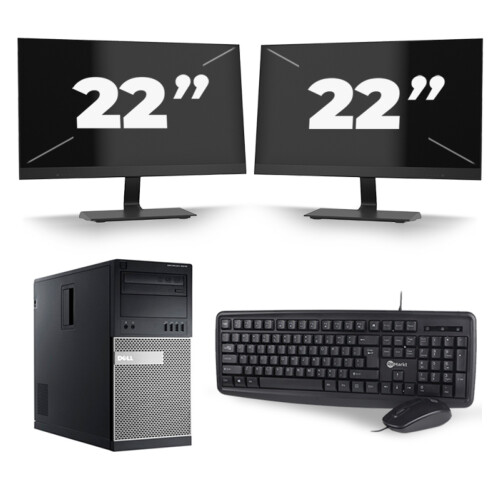 Refurbished Dell Optiplex 7010 Micro Tower - Intel Core i5-3e Generatie - 8GB RAM - 256GB SSD - Windows 10 + 2x 22 inch Monitor Tweedehands