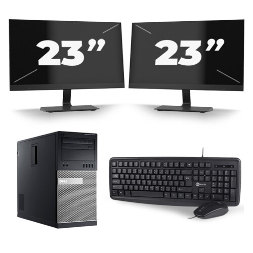 Refurbished Dell Optiplex 7010 Micro Tower - Intel Core i5-3e Generatie - 8GB RAM - 256GB SSD - Windows 10 + 2x 23 inch Monitor Tweedehands