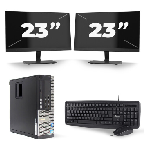 Refurbished Dell Optiplex 7010 SFF - Intel Core i5-3e Generatie - 8GB RAM - 256GB SSD - Windows 10 + 2x 23 inch Monitor Tweedehands