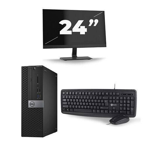 Refurbished Dell Optiplex 7040 Micro Tower - Intel Core i7-6e Generatie - 16GB RAM - 256GB SSD - Windows 11 + 1x 24 inch Monitor