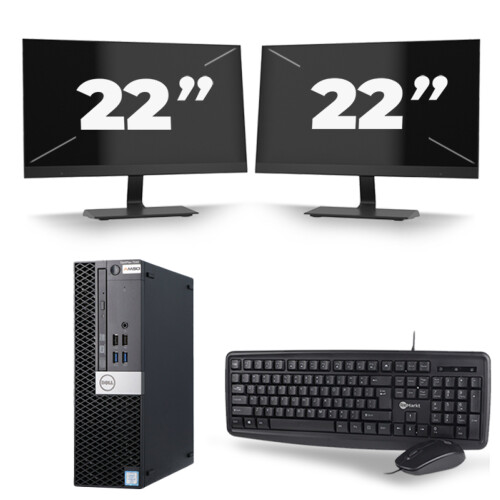 Refurbished Dell Optiplex 7040 SFF - Intel Core i5-6e Generatie - 8GB RAM - 256GB SSD - Windows 11 + 2x 22 inch Monitor Tweedehands
