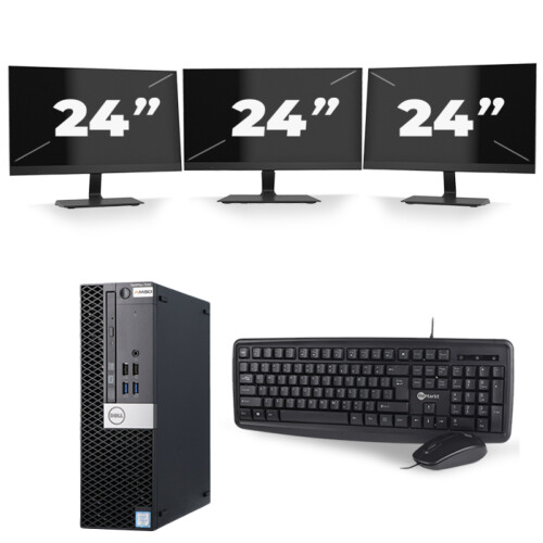 Refurbished Dell Optiplex 7040 SFF - Intel Core i7-6e Generatie - 16GB RAM - 256GB SSD - Windows 11 + 3x 24 inch Monitor Tweedehands