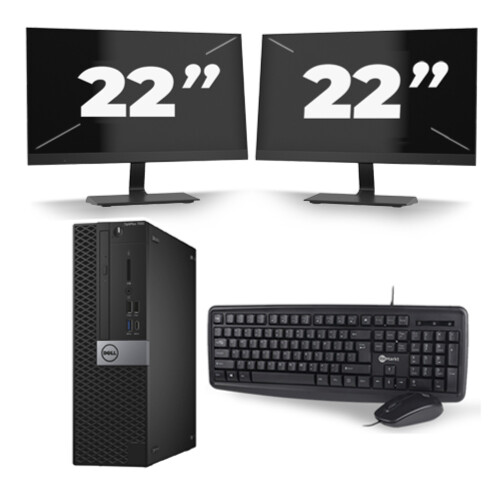Refurbished Dell Optiplex 7040 USFF - Intel Core i5-6e Generatie - 8GB RAM - 256GB SSD - Windows 11 + 2x 22 inch Monitor Tweedehands