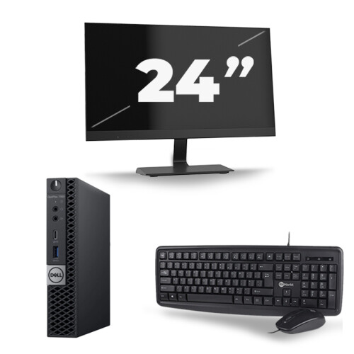 Refurbished Dell Optiplex 7060 Micro USFF - Intel Core i5-8e Generatie - 8GB RAM - 256GB SSD - Windows 11 + 1x 24 inch Monitor Tweedehands