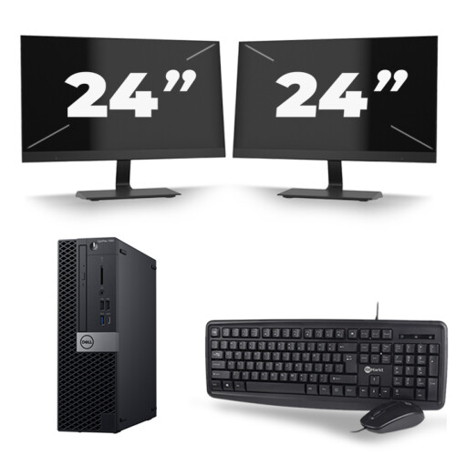Refurbished Dell Optiplex 7060 SFF - Intel Core i7-8e Generatie - 16GB RAM - 256GB SSD - Windows 11 + 2x 24 inch Monitor Tweedehands