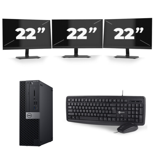 Refurbished Dell Optiplex 7060 SFF - Intel Core i7-8e Generatie - 16GB RAM - 256GB SSD - Windows 11 + 3x 22 inch Monitor Tweedehands