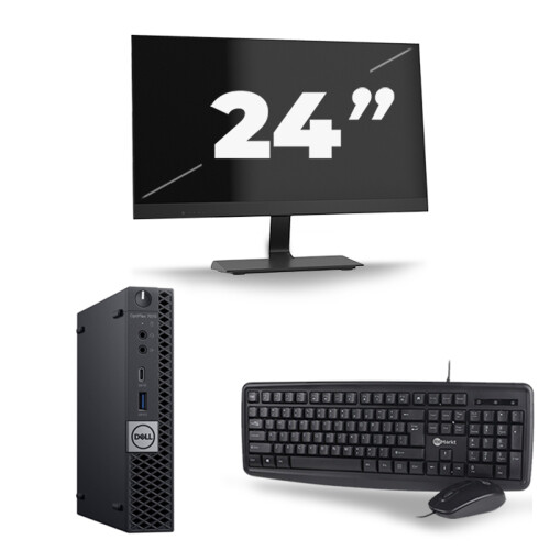 Refurbished Dell OptiPlex 7070 Micro USFF - Intel Core i3-9e Generatie - 8GB RAM - 256GB SSD - Windows 11 + 1x 24 inch Monitor Tweedehands