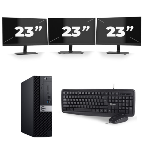 Refurbished Dell OptiPlex 7070 SFF - Intel Core i5-9e Generatie - 8GB RAM - 256GB SSD - Windows 11 + 3x 23 inch Monitor Tweedehands