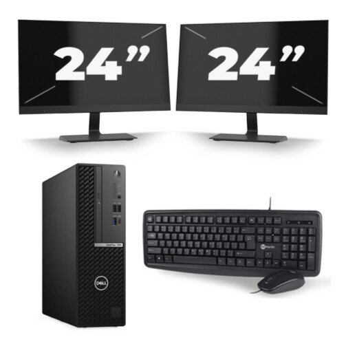 Refurbished Dell OptiPlex 7080 USFF - Intel Core i7-10e Generatie - 8GB RAM - 256GB SSD - Windows 11 + 2x 24 inch Monitor Tweedehands