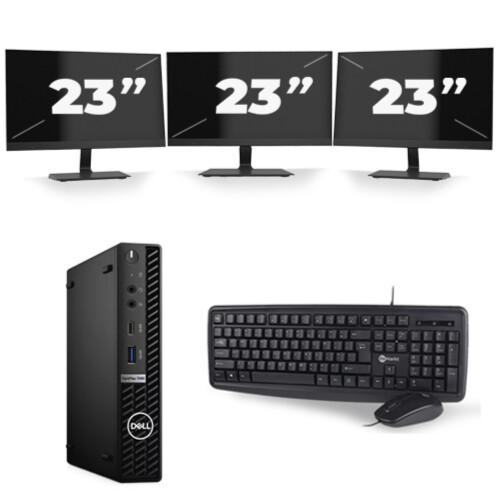 Refurbished Dell Optiplex 7090 Micro USFF - Intel Core i5-10e Generatie - 8GB RAM - 256GB SSD - Windows 11 + 3x 23 inch Monitor Tweedehands
